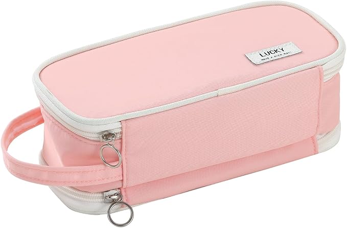 Pencil Case Large Zipper Pencil Pouch for Girls Kids Teens Adults Aesthetic Pencil Bag Stationery Organizer Pen Pencil Case with Handle for School Pink-DeskLoop Office