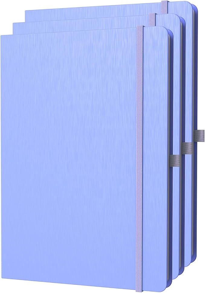 A4 Lined Journal Notebook, 8mm Ruled Notepad, Journaling for Writing, Work, School, Travel and Note Taking, Hardcover 160 Pages (80 Sheets) 8.27 x 11.6 inches (3 Pack Cornflower Blue)-DeskLoop Office