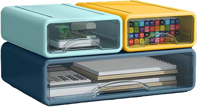 Desk Organizer with Drawers, Stackable Storage Drawers with Compartments by ZZFENGKR