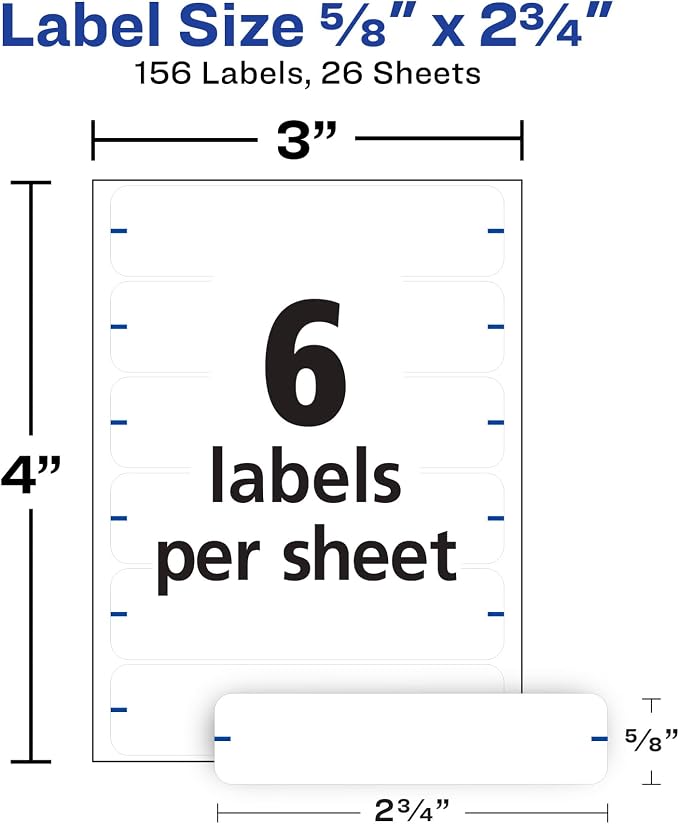 Avery File Folder Labels, 5/8" x 2-3/4", Non-Printable, 156 Blank Labels Total - Image 4