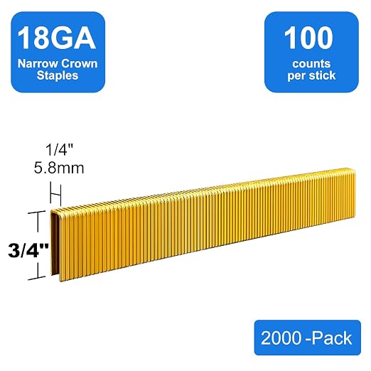 18 Gauge 1/4" Narrow Crown Staples 3/4" Leg Galvanized 2000 Pack - Image 3