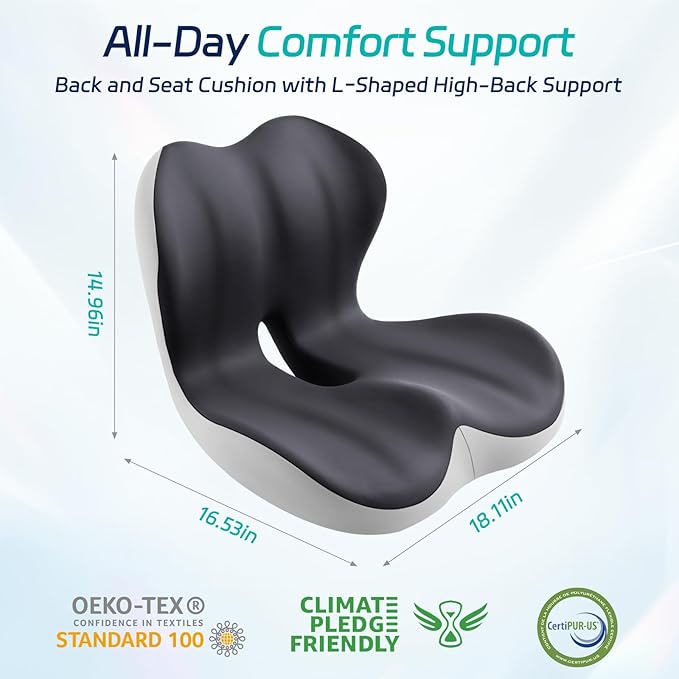 Back and Seat Cushion for Office, Back & Tailbone Pain Relief, Raised Cushion - Image 7