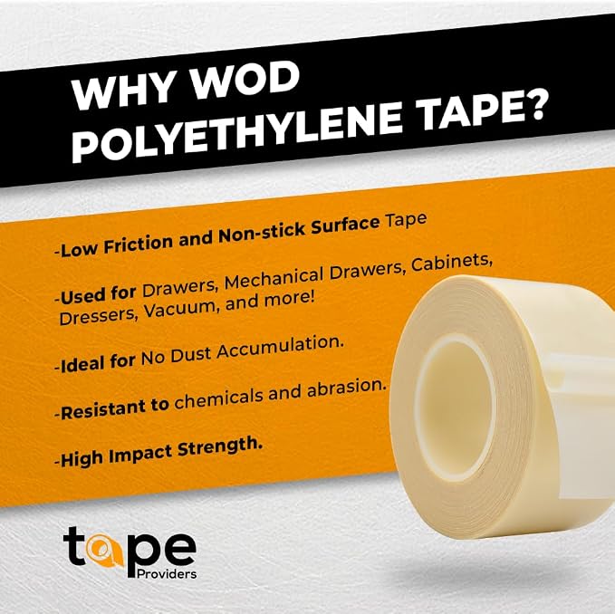 WOD SPT7A UHMW Polyethylene Transparent Film Slick Tape, 3/4 inch x 10 ft. - Image 2