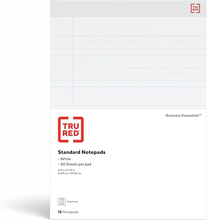 STAPLES Notepads, 8.25” x 11.75”, Wide Ruled, 50 Sheets/Pad - Image 4