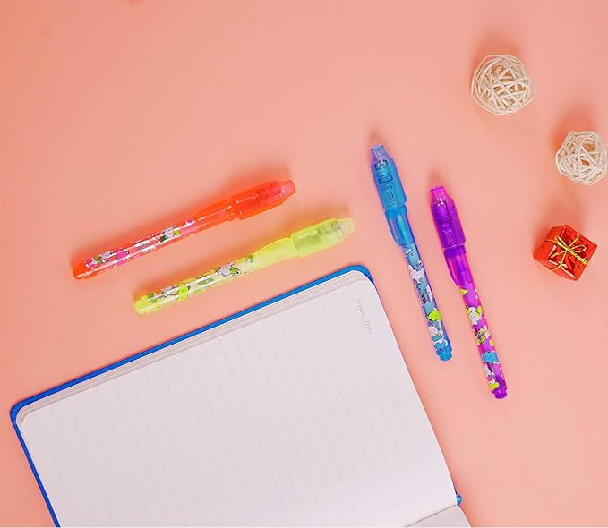 24 Pack Invisible Ink Pen with Purple Light Upgraded Spy Pen Secret Message Magic Markers Children's Day Gift Student Gift from Teacher for Boys Grils Kids Birthday Party Favor-DeskLoop Office