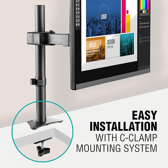 ELG Full Motion Swivel Monitor Desk Mount Stand up to 34'' Screen, Adjustable Arm Height Position, Computer Monitor Stand, Gaming/Home Office, F50N, Black-DeskLoop Office