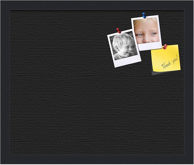 PinPix 18x15 Inch Cork Bulletin Board. This Decorative Framed Pin Board Comes with Solid Black Design and a Satin Black Frame. Ideal for Home Office Decor or Message Board (PinPix-622)-DeskLoop Office