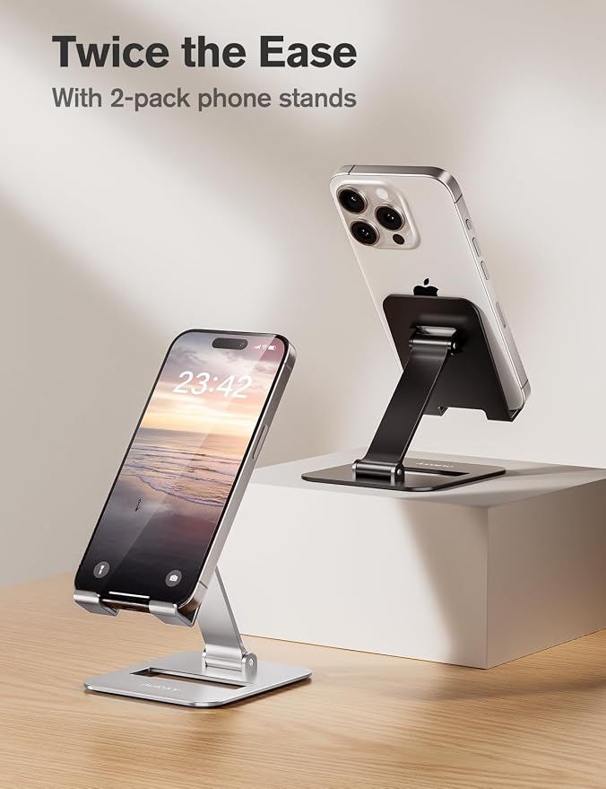 Nulaxy 2 Pack Dual Folding Cell Phone Stand, Fully Adjustable Phone Holder - Image 2