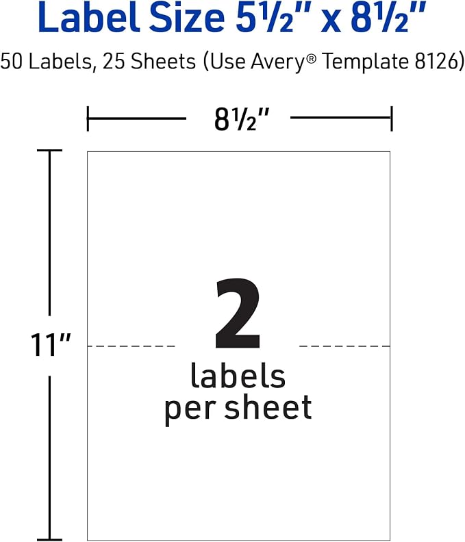 Avery Half-Sheet Printable Shipping Labels, 5.5" x 8.5" Customizable Stickers - Image 5