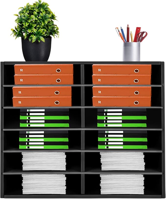 Literature Organizer Sorter for Desk, 12 Slots Adjustable File Sorter Mail by DreamRcoach