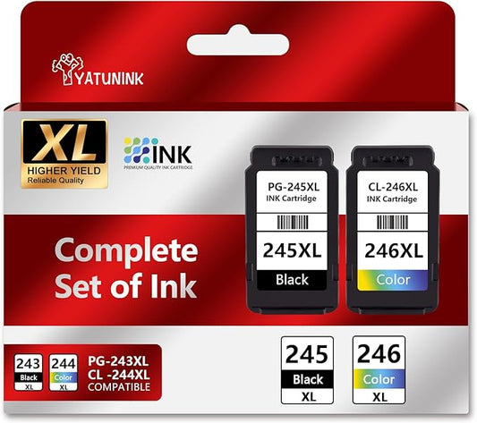 245XL 246XL Combo Pack Compatible for Canon Ink 245 and 246 Works with MX490 MX492 TR4520 TR4522 MG2500 MG2522 TS3100 TR4500 Printer PG245XL CL246XL (Black and Tri-Color)-DeskLoop Office