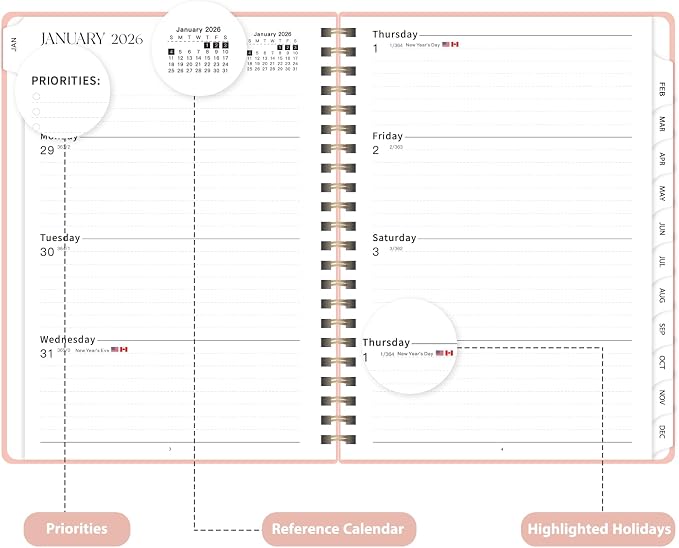 2026 Planner, Weekly and Monthly Calendar Academic Planner, Jan 2026 - Image 3