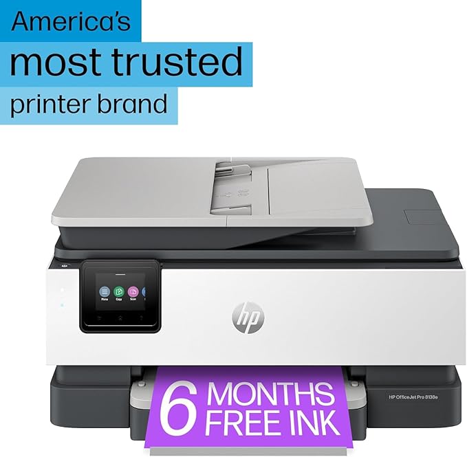 HP OfficeJet Pro 8138e Wireless All-in-One Color Inkjet Printer, Print, Scan, Copy, Fax, ADF, Duplex Printing Best-for-Home Office (Renewed Premium)-DeskLoop Office