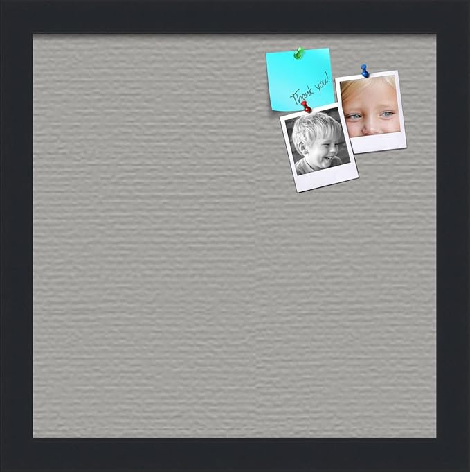 PinPix 12x12 Inch Cork Bulletin Board. This Decorative Framed Pin Board Comes with Dark Stone Design and a Satin Black Frame. Ideal for Home Office Decor or Message Board (PinPix-1808)-DeskLoop Office
