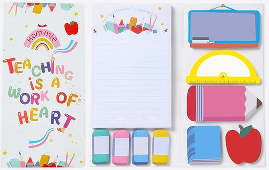 Hommie Sticky Notes Set, Teaching is A Work of Heart Divider Sticky Planner Sticky Note Teacher Appreciation Gift for School Supplies, Bible Supplies, Office Book Notes-DeskLoop Office