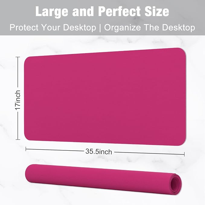 Hsurbtra Desk Pad, 35.5" x 17" PU Leather Desk Mat, XXL Extended Mouse Pad - Image 3