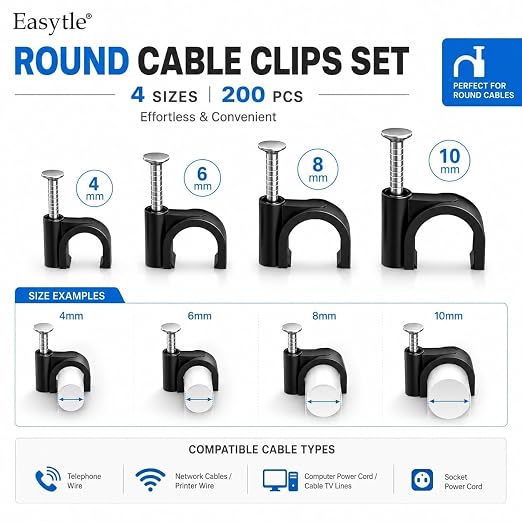 200 Pcs Cable Clips 4/6/8/10mm Nail in Cable Clips Cable Wire Clips Cable Tacks - Image 3