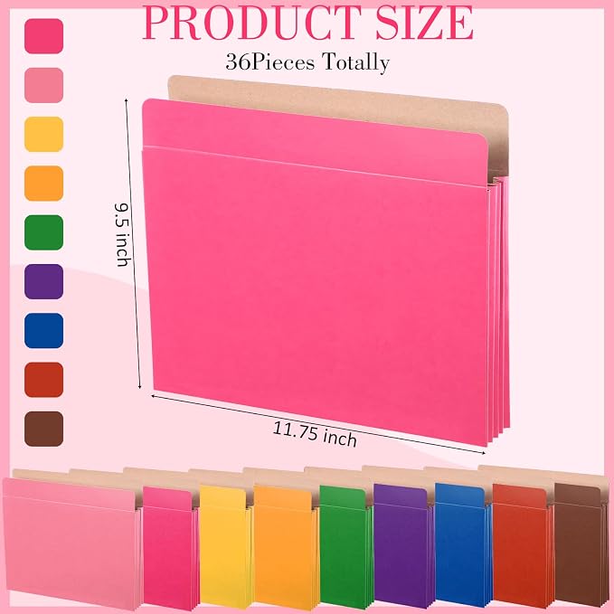 Tenceur 36 Pcs Expanding File Pocket Folder Organizer Letter Size Expandable - Image 2