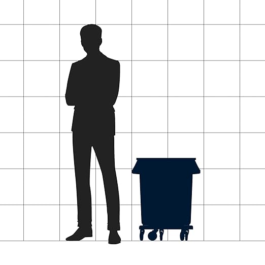 20 Gallon Gray Round Commercial Trash Can with Lid and Dolly-DeskLoop Office