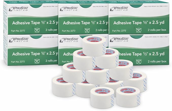 ProStat First Aid Adhesive Tape 1/2" x 2.5 yd – Latex-Free Medical Tape by Prostat