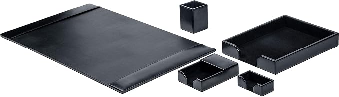 DACASSO Black Bonded Leather 5-Piece Desk Set - Image 2