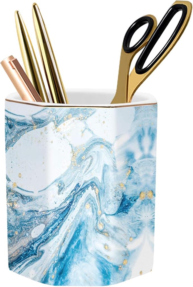 Pen Holder, Pencil Holder for Desk Marble Pattern Pencil Cup for Girls Kids by WAVEYU
