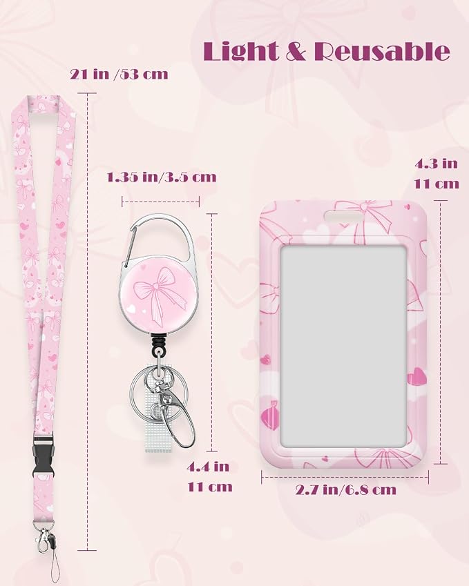 Uniclife Fashionable Sliding Badge Holder Bowknot Pattern Plastic Card Holder - Image 6