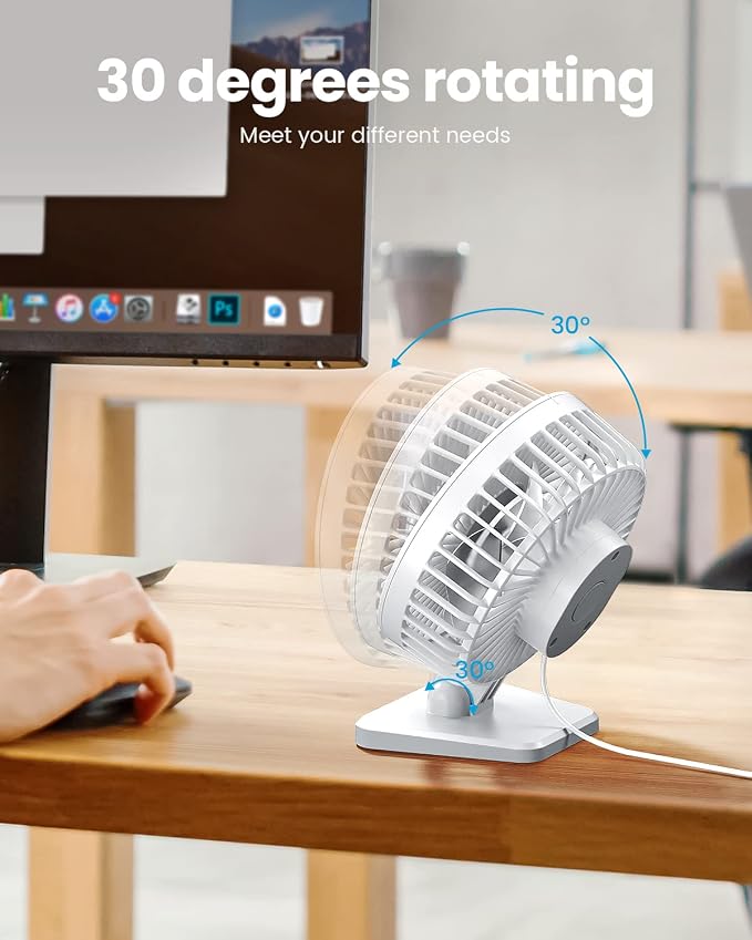 Gaiatop USB Desk Fan, Small But Powerful, Personal Portable Quiet 3 Speeds - Image 5