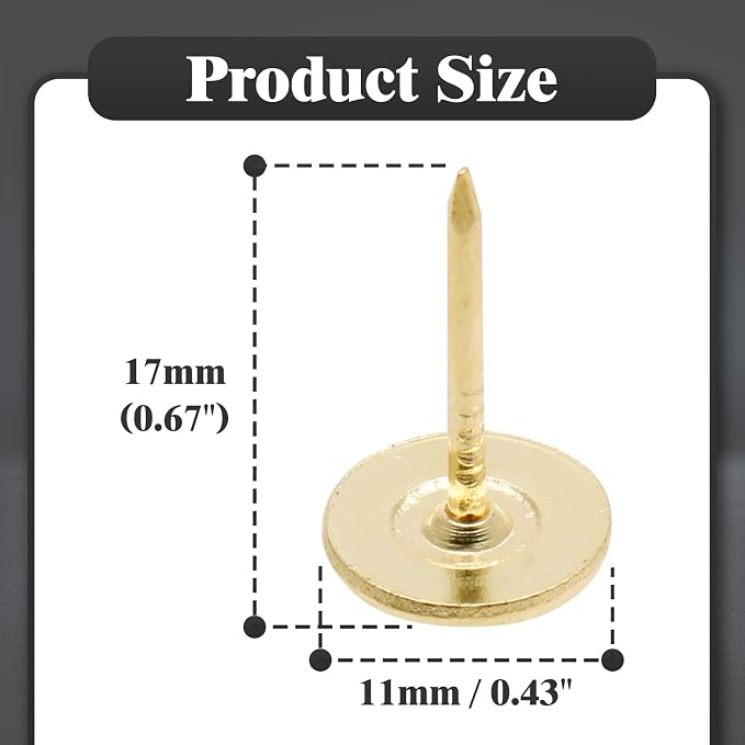 Piutouyar 17mm / 0.67 Inch Flat Head Thumb Tacks, Furniture Decor Pushpin Dia - Image 3