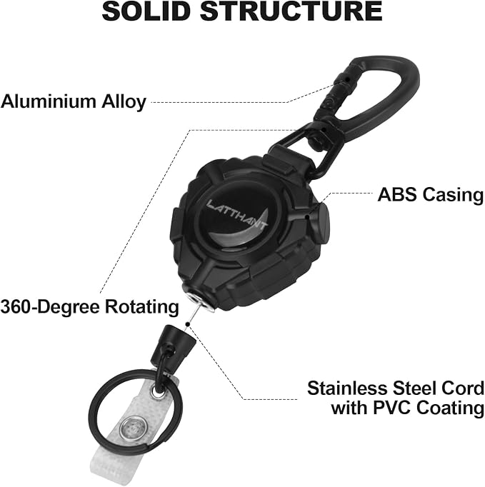 LATTHANT Badge Holder Retractable Clip, Heavy Duty Retractable Keychain - Image 3