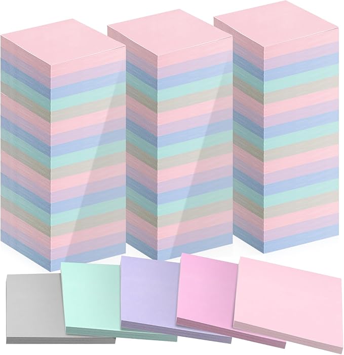 Fainne 120 Pack Sticky Notes Bulk Back to School Supplies Self Stick Note Pads Paper Memo for Office First Day of School Student Teacher Essentials (3x3 Inch,Cute Color)-DeskLoop Office