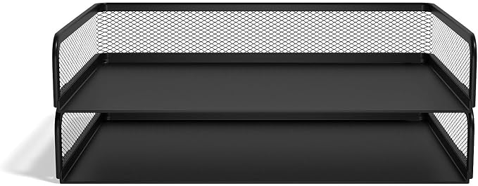 TRU RED Side‑Load Stackable Metal Letter Tray, Matte Black, 2‑Pack – Desktop - Image 4