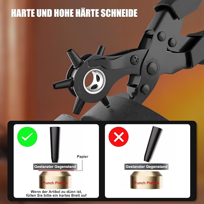 Diyife® Leather Hole Punch, Heavy Duty Belt Hole Punch, Revolving Punch Plier - Image 6