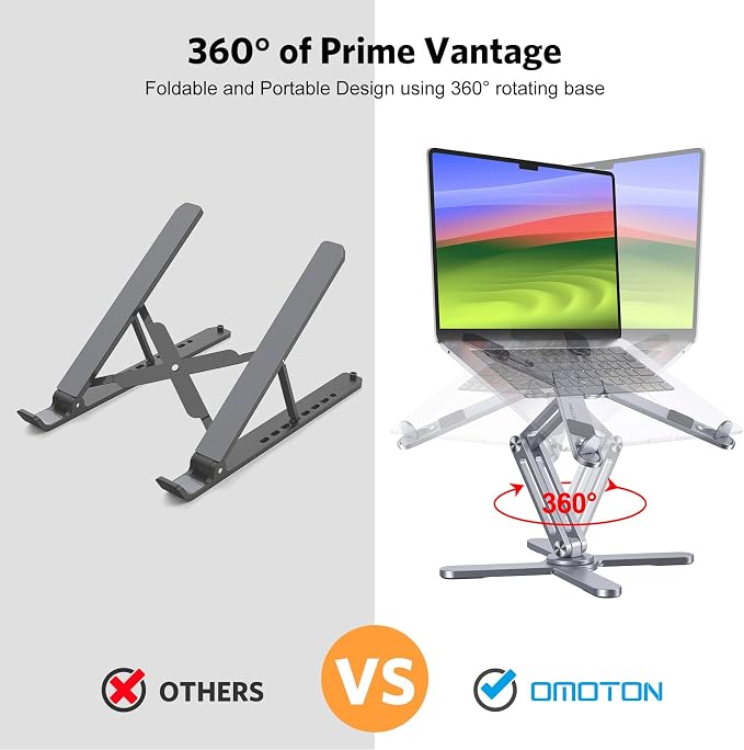 OMOTON 360° Rotating Laptop Stand Riser - Image 2