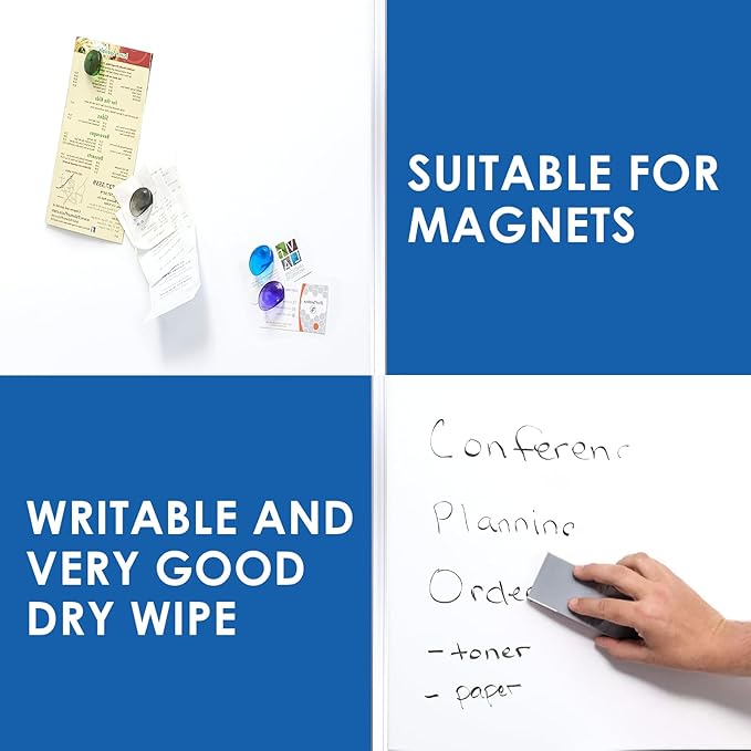 SWANCROWN White Board Dry Erase 60 x 36 Inches, Large Whiteboard for Wall with Thick Aluminum Frame, 5' x 3' Magnetic Whiteboard with Long Marker Tray & Magnetic Pen Holder for Office & Home-DeskLoop Office