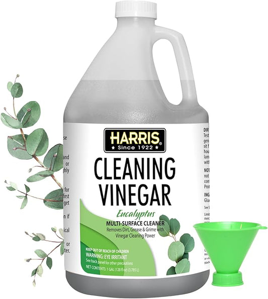 HARRIS Cleaning Vinegar All Purpose Household Surface Cleaner, 128oz (Eucalyptus) with Easy Pour Funnel Included-DeskLoop Office