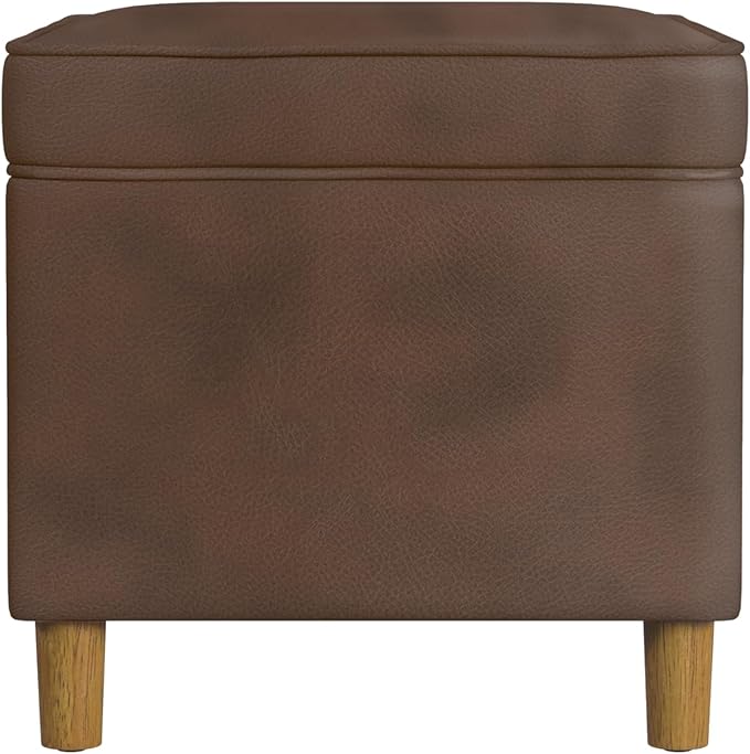 Home Decor | Dinah Collection Modern Storage Ottoman | Ottoman with Storage for Living Room & Bedroom(Brown Faux Leather)-DeskLoop Office