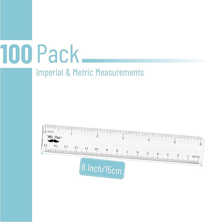 Mr. Pen- Bulk Plastic Rulers, 6 Inch, 100 Pack, Easy-to-Read Markings | - Image 2