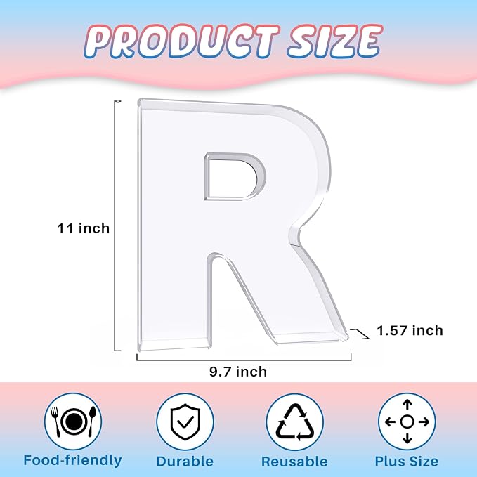 11" Acrylic Letter Charcuterie Box, Reusable Fillable Alphabet Number Shaped - Image 2