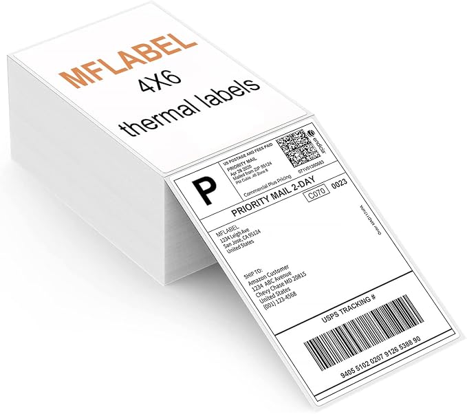 MFLABEL 4x6 Direct Thermal Labels 4" x 6" Perforated Shipping Labels Compatible by MFLABEL