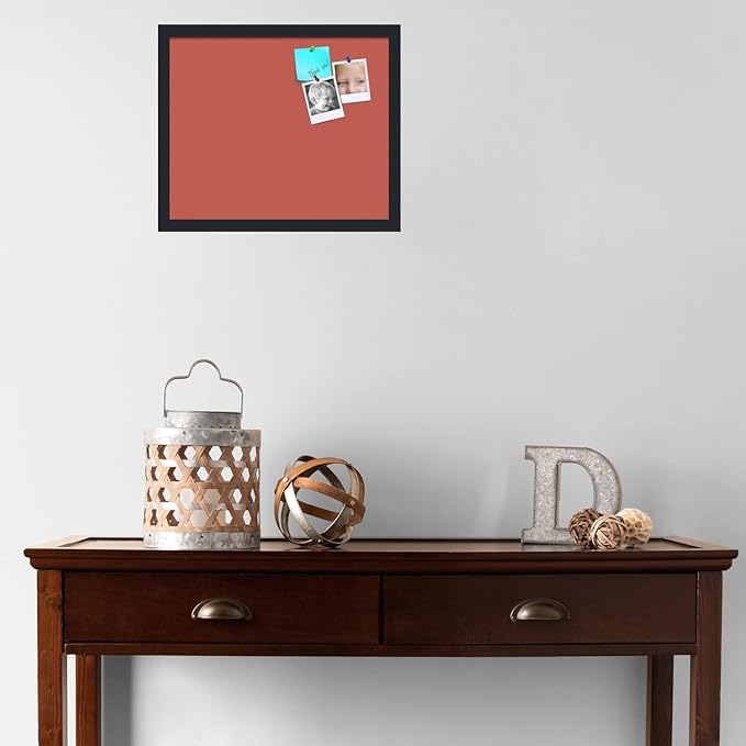 PinPix 18x15 Inch Cork Bulletin Board. This Decorative Framed Pin Board Comes with Crimson Pastel Design and a Satin Black Frame. Ideal for Home Office Decor or Message Board (PinPix-1807)-DeskLoop Office