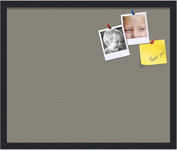 PinPix 24x20 Inch Cork Bulletin Board. This Decorative Framed Pin Board Comes with Pewter Design and a Satin Black Frame. Ideal for Home Office Decor or Message Board (PinPix-1812)-DeskLoop Office