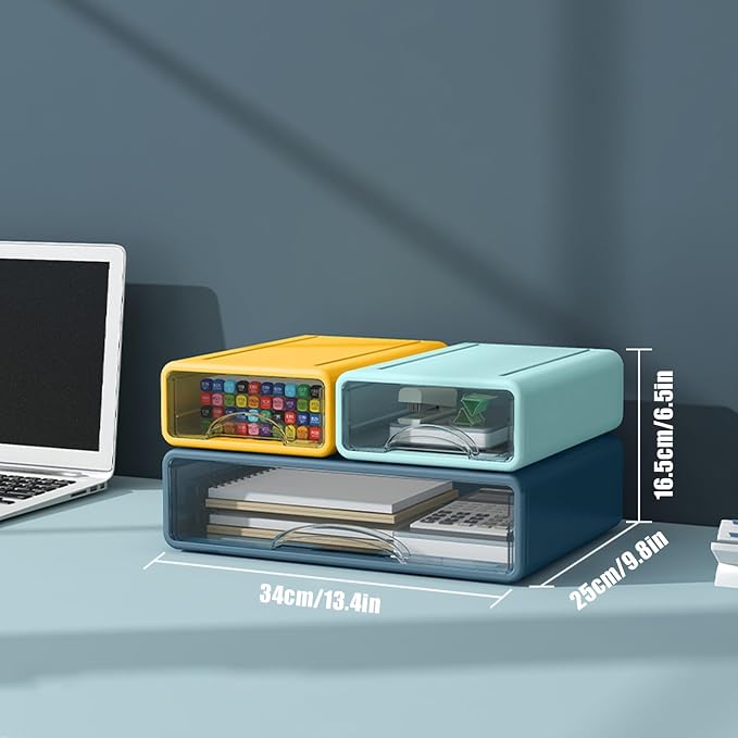 Desk Organizer with Drawers, Stackable Storage Drawers with Compartments - Image 3