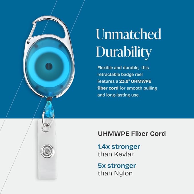 2 Pack Id Badge Holder With Clip, Transparent Light Blue Badge Reels with Id - Image 2