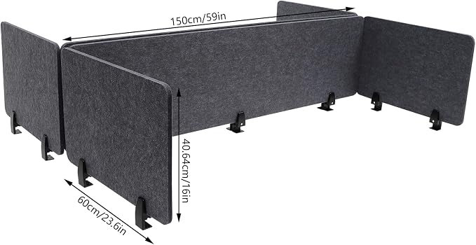 ReFocus Raw Clamp-On Acoustic Desk Divider Mounted Privacy Panel Set – Reduce - Image 2