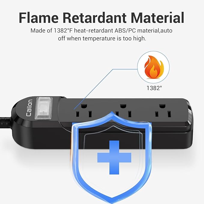 IPX6 Outdoor Power Strip Weatherproof, Waterproof Surge Protector with 3 Wide Outlet 6FT Long Extension Cord, Wall Mountable for Outside Decorations and More UL Listed(Black)-DeskLoop Office