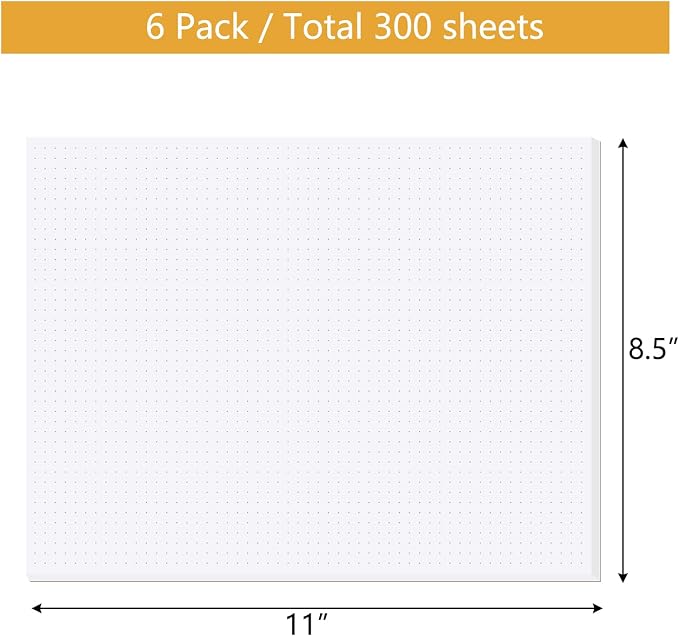 zmybcpack 6 Pack 8.5"X11" Dot Grid Memo Pads, Dot Grid Paper Notepad, Letter - Image 2