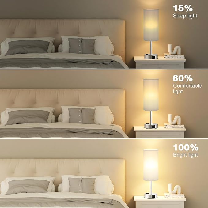 Fenmzee Light Grey Table Lamp for Nightstand - Image 5
