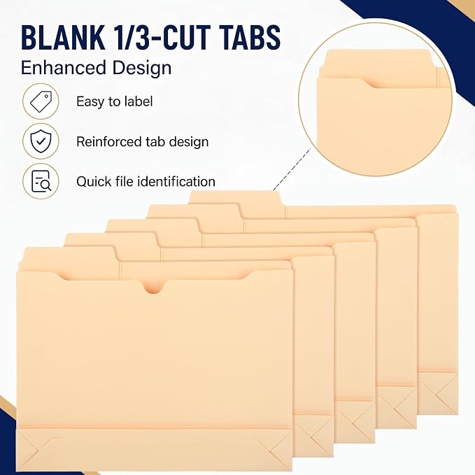 25 Pack Manila File Jacket, 2 Inch Expandable File Folders - Image 5