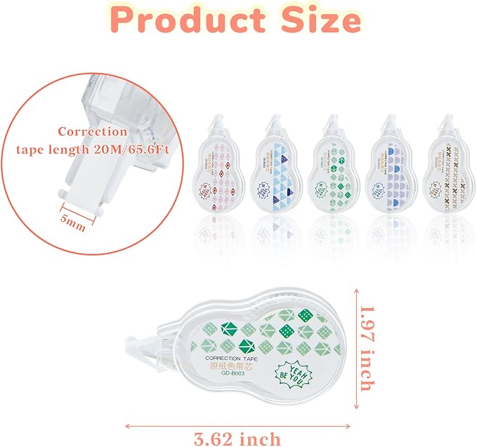 Temiary 5 Pcs Aesthetic Beige Correction Tape, Smooth Glide Quick Dry Tapes - Image 2